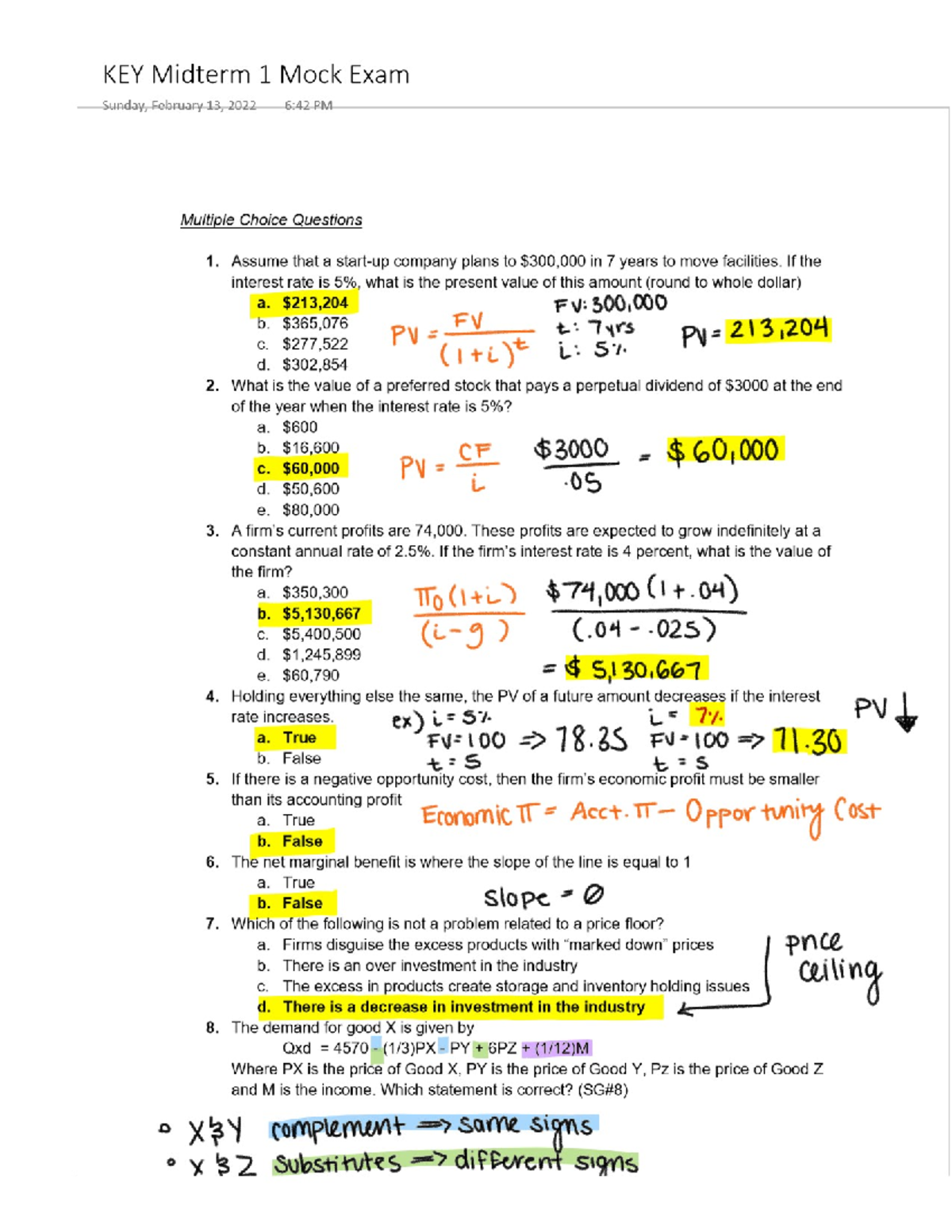 KEY ECON 101 Midterm 1 Mock Exam Questions and Answers - Studocu