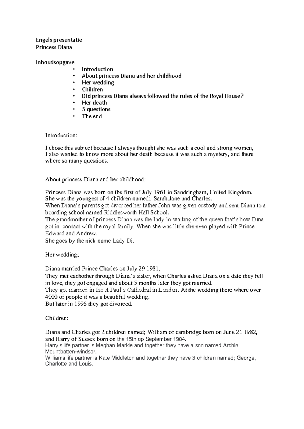 ENG 101: Princess Diana Presentation Overview and Key Insights ...