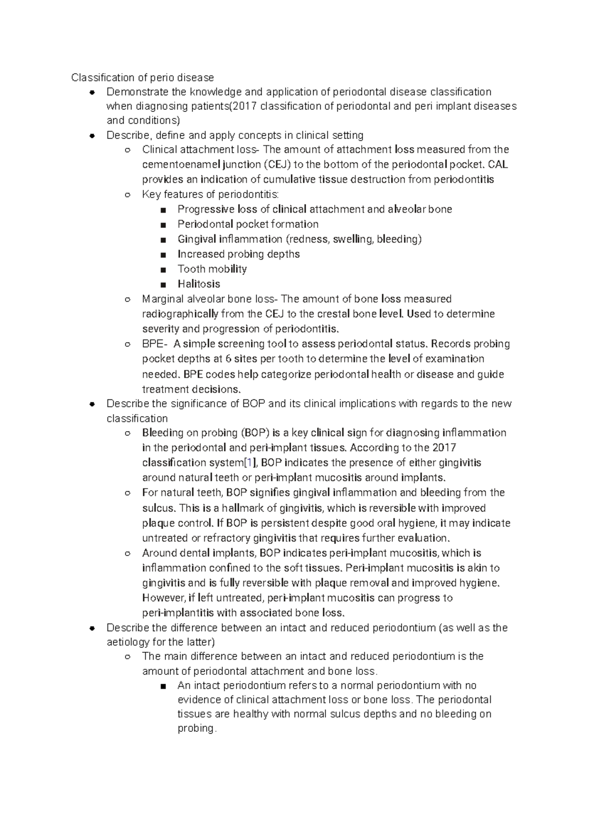 Perio Outline: Past Papers & AI Questions for Periodontology Exam - Studocu