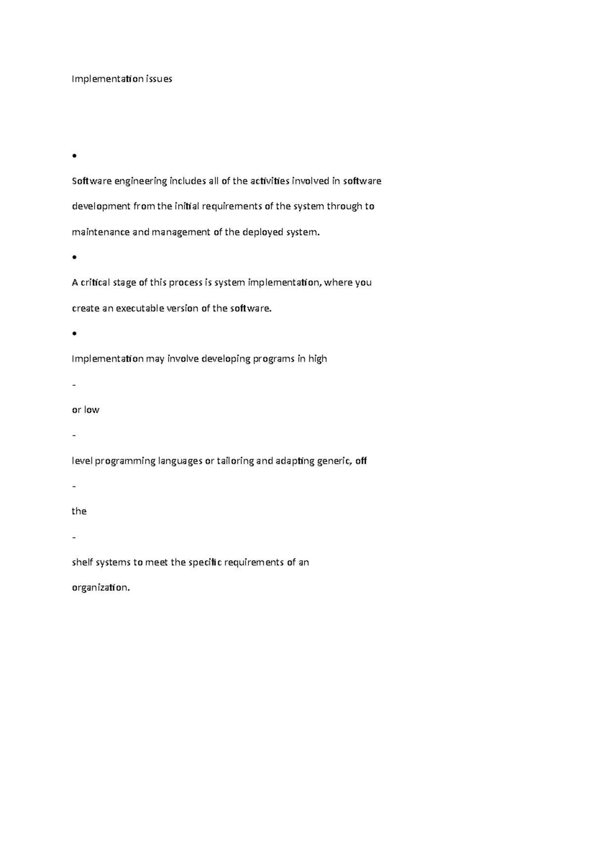 Software Implementation Issues in MSS: Key Aspects and Challenges - Studocu