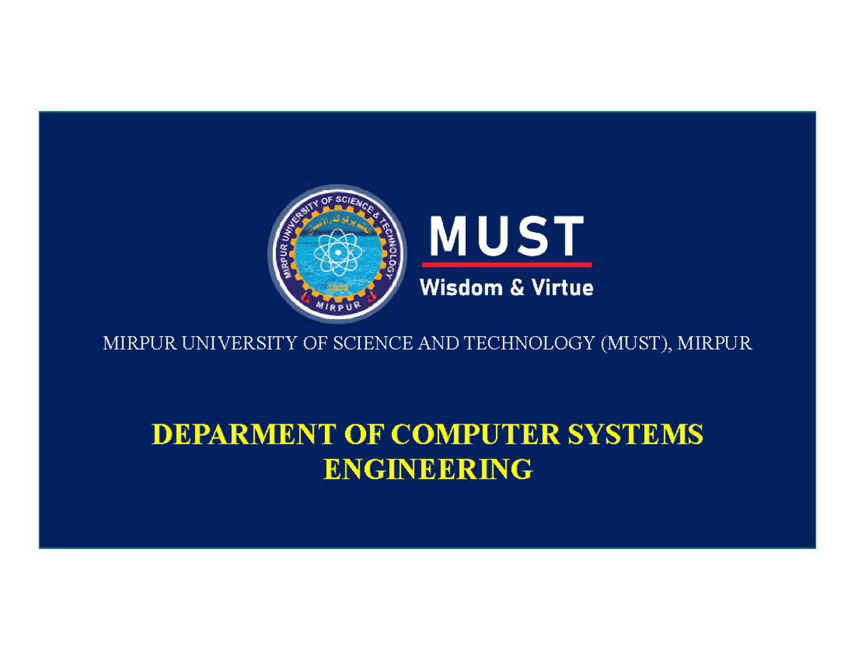 Lec01 - Introduction - MIRPUR UNIVERSITY OF SCIENCE AND TECHNOLOGY ...