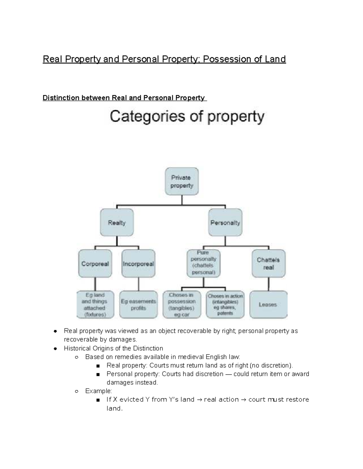 Week 1: Distinction Between Real & Personal Property in Law - Studocu