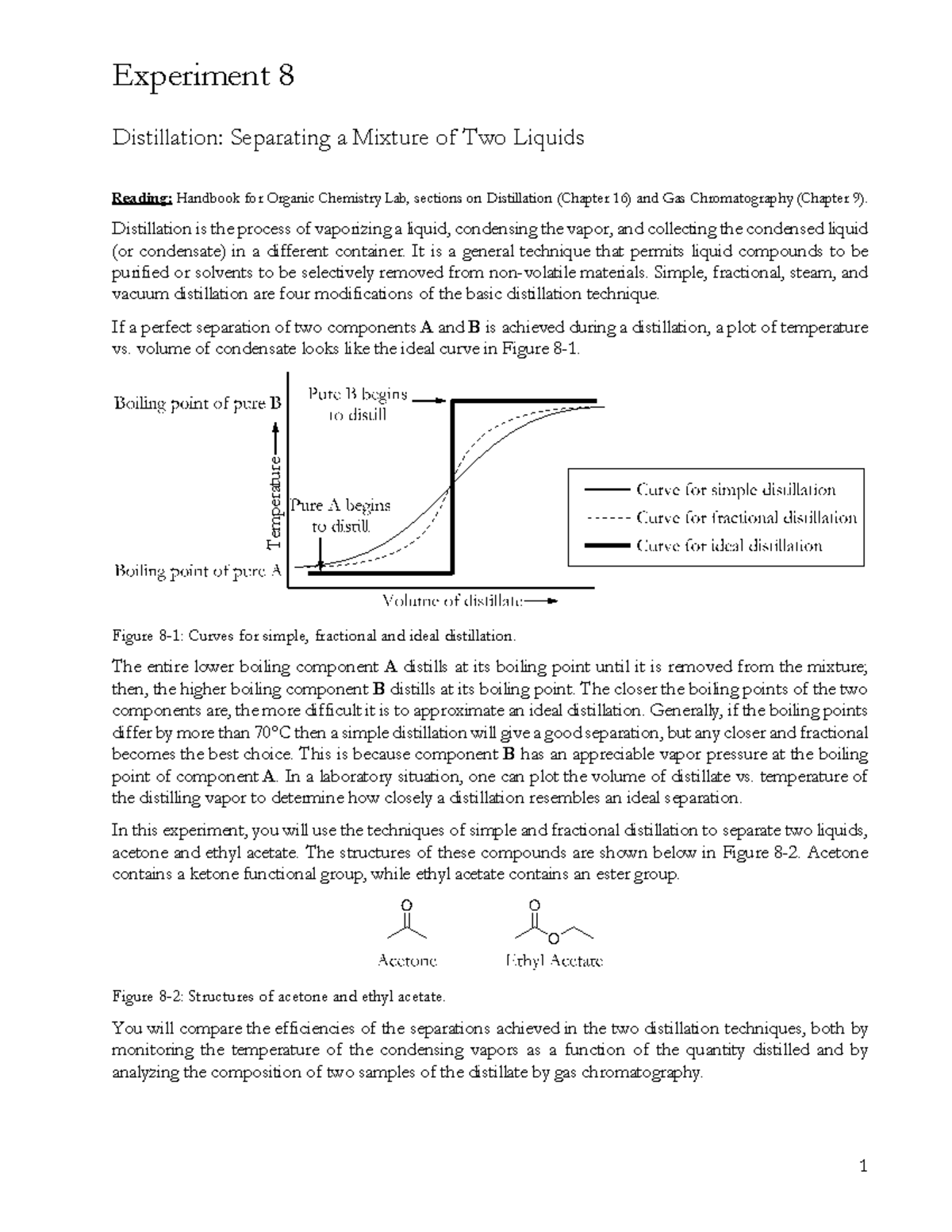 Experiment 8: Distillation Techniques in Organic Chemistry (CHM 205 ...