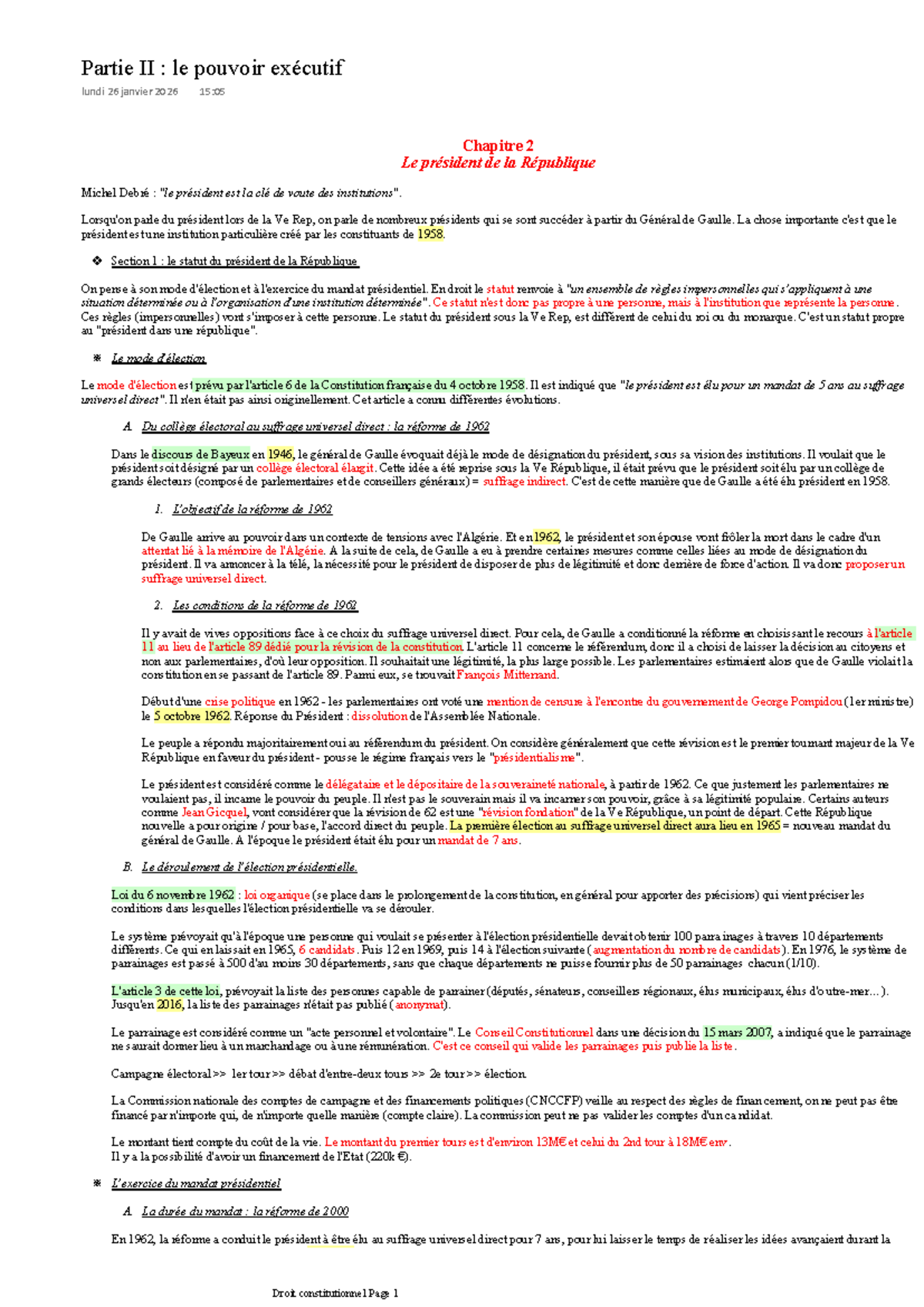 Chapitre 2 : Le Président de la République - Droit Constitutionnel ...