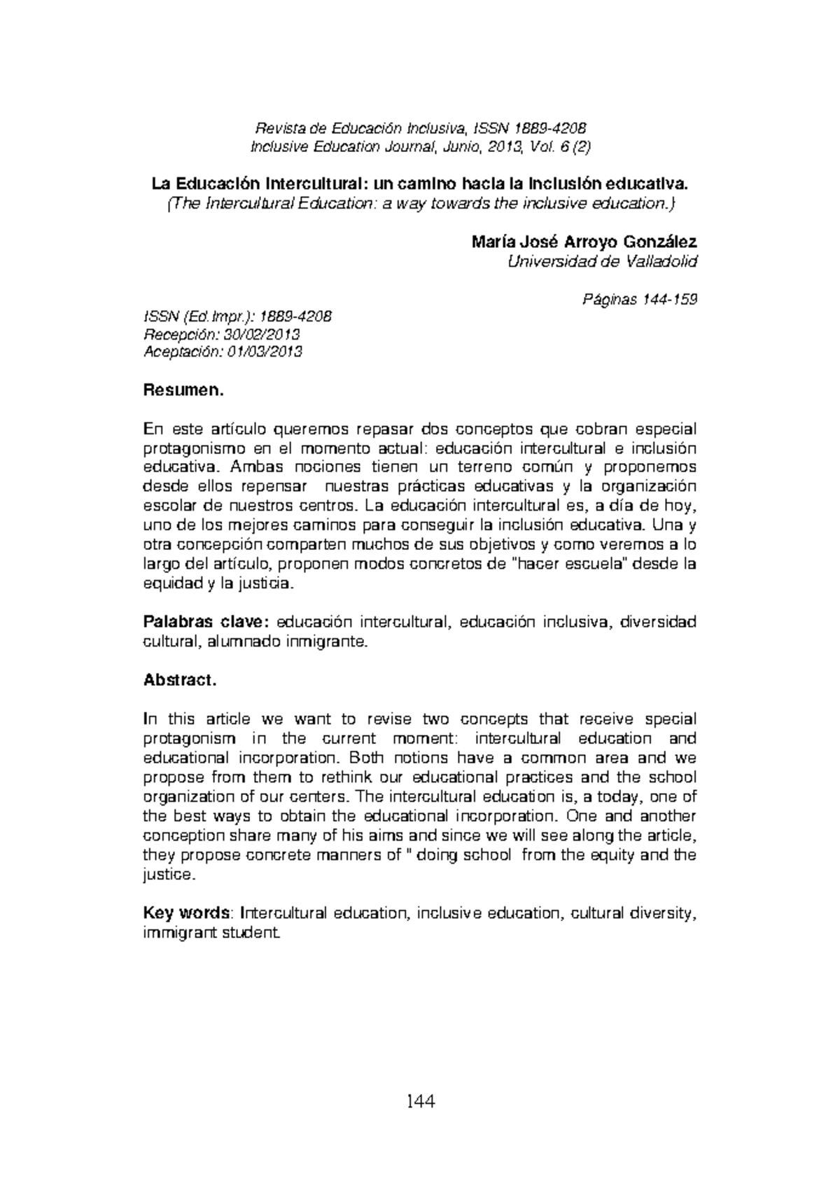 Artículo 1 - Educación Intercultural e Inclusiva: Un Camino hacia la ...