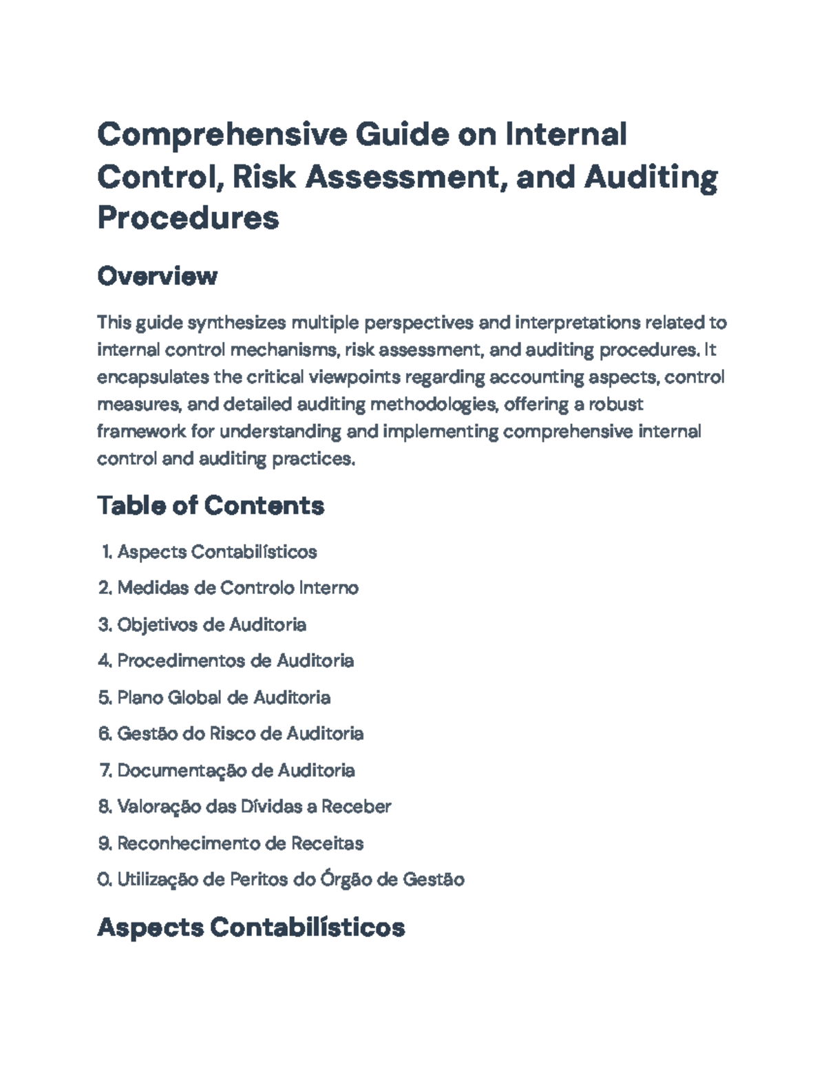Comprehensive Guide on Internal Control & Auditing Procedures (ACCT 301 ...