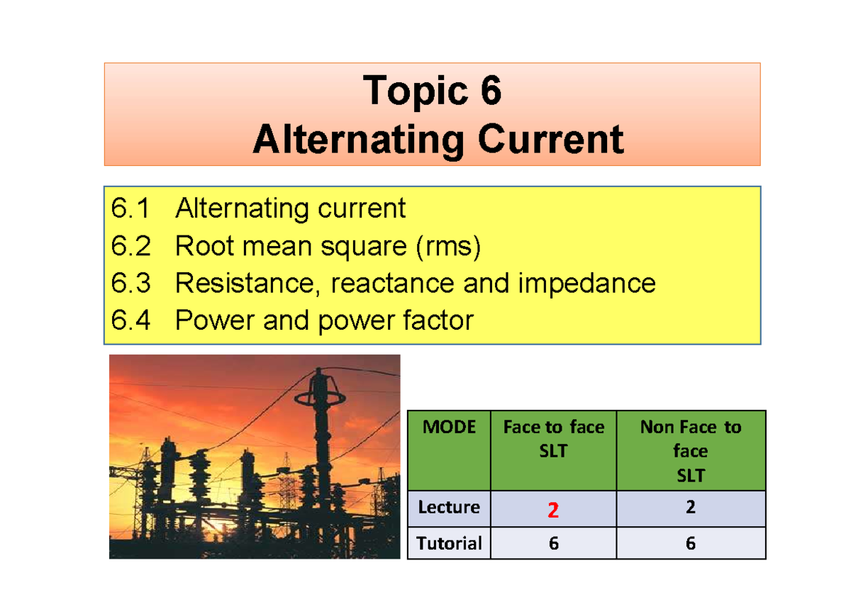 SP025 LN 6 Alternating Current - 6 Alternating current 6 Root mean ...
