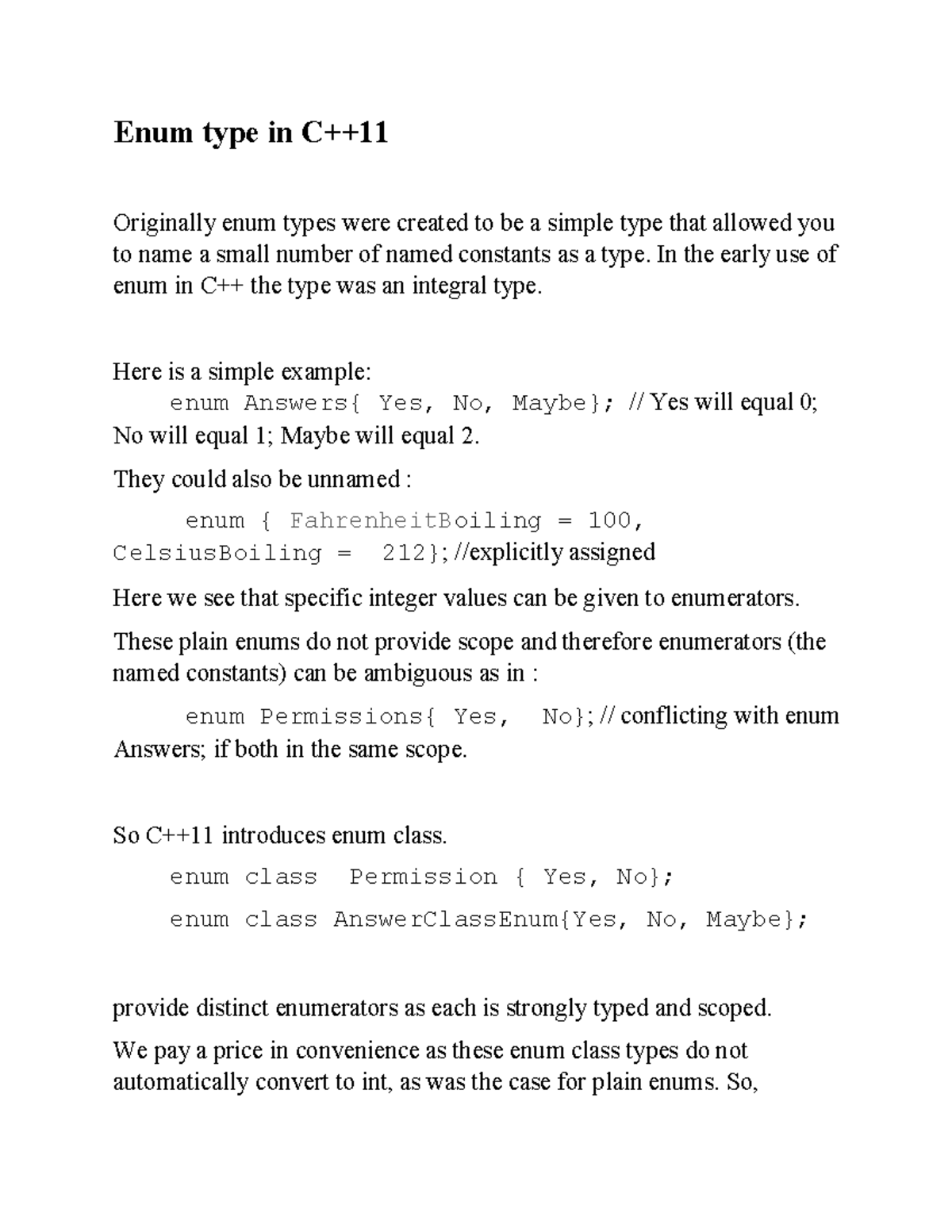 Enum Types in C: Understanding Plain vs. Enum Class Types - Studocu