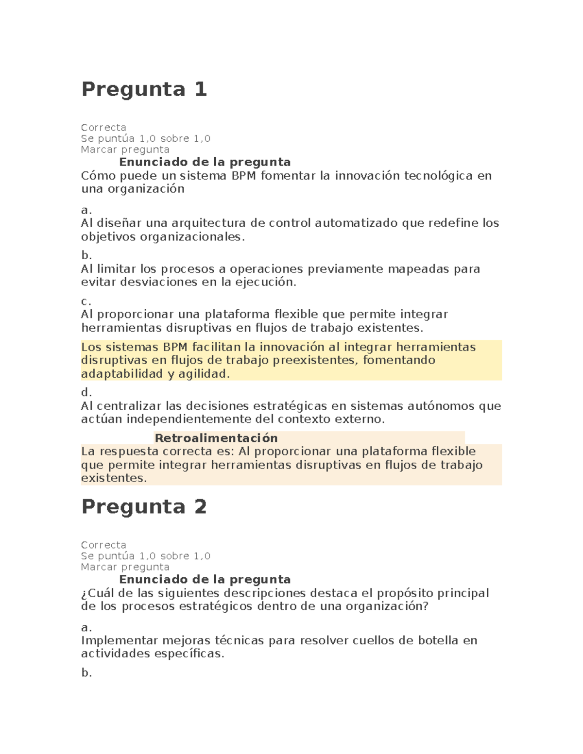 Evaluación Final BPM: Innovación y Estrategias Organizacionales - Studocu