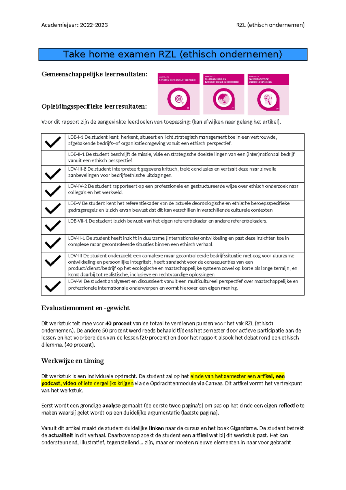 Take-Home Exam RZL: Ethical Entrepreneurship Assignment Guidelines ...
