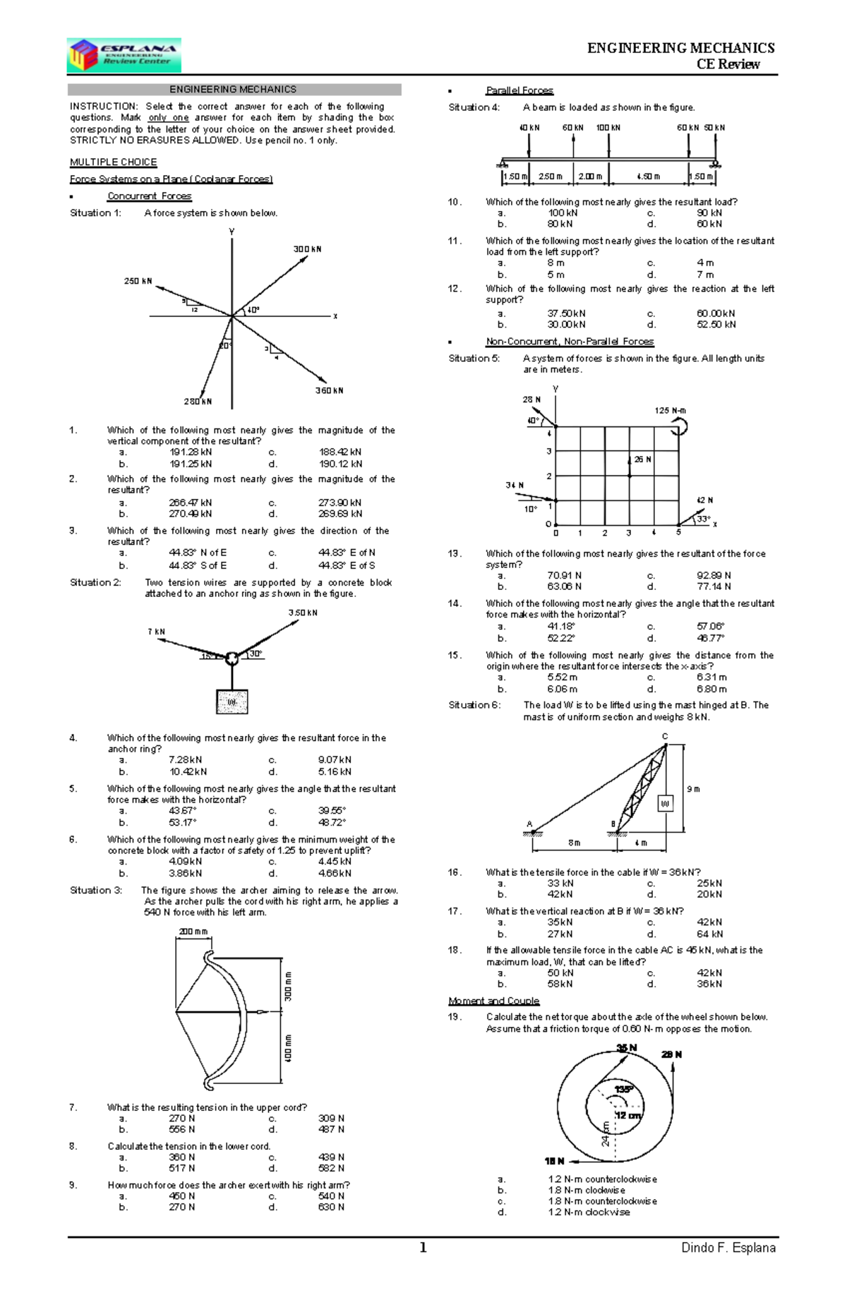 ENGINEERING MECHANICS CE Review: Comprehensive Study Guide - Studocu