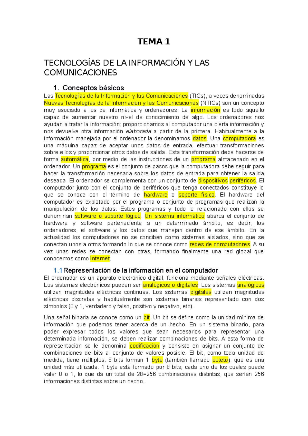 TEMA 1 - Apuntes sobre Tecnologías de la Información y Comunicaciones ...