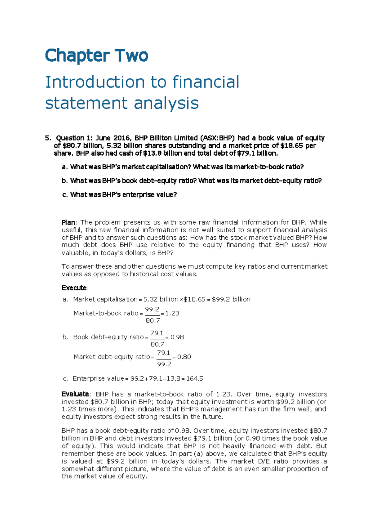 Week 2 Tutorial Solutions: Financial Statement Analysis (FIN 101) - Studocu