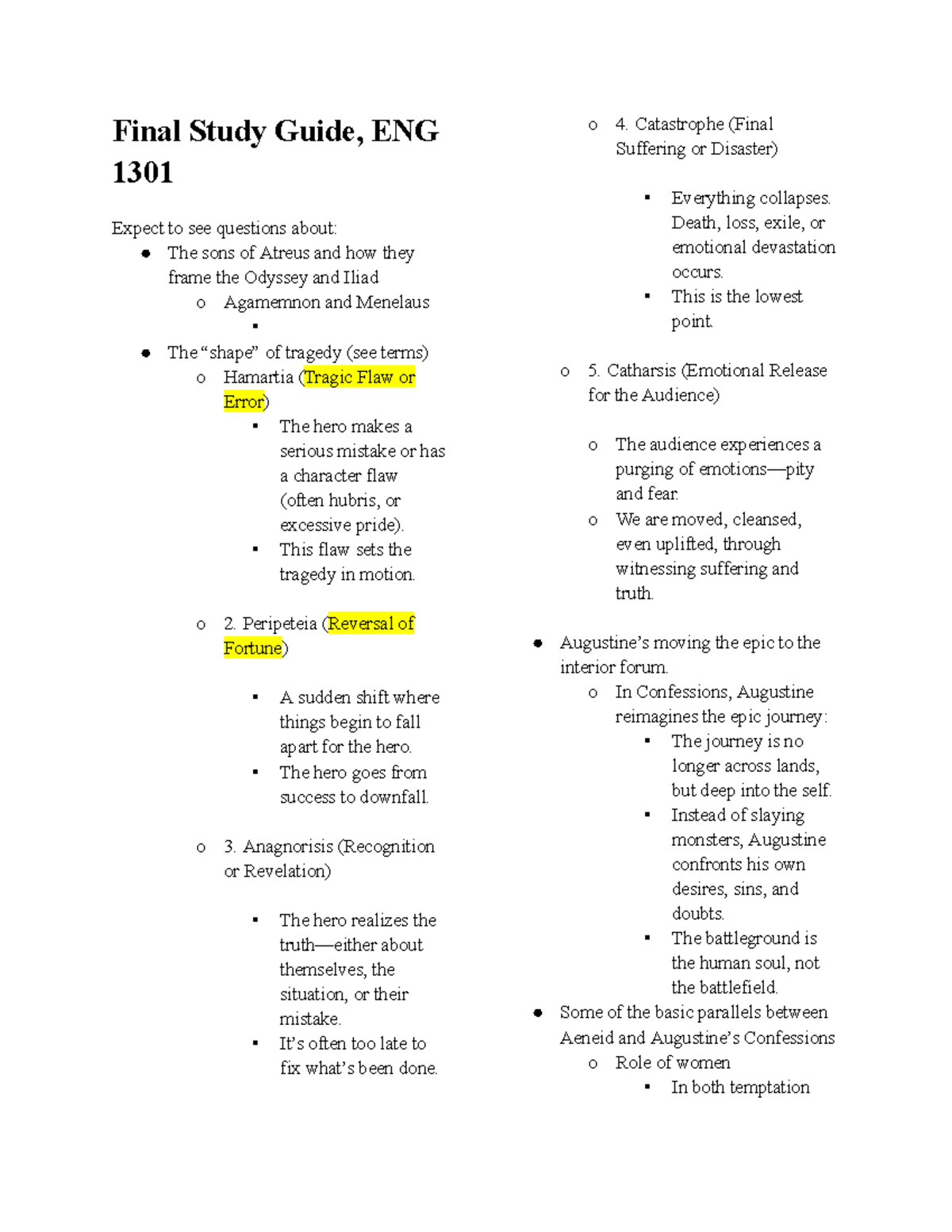 ENG 1301 Final Exam Study Guide: Key Themes & Character Analyses - Studocu