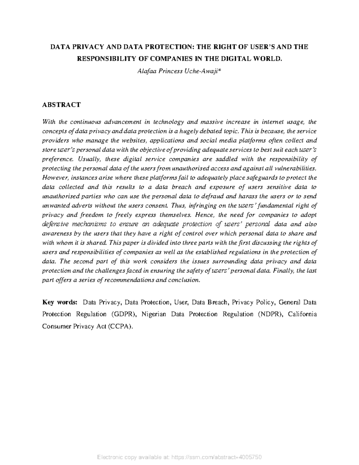 DATA PRIVACY & PROTECTION: RIGHTS, RESPONSIBILITIES & REGULATIONS - Studocu