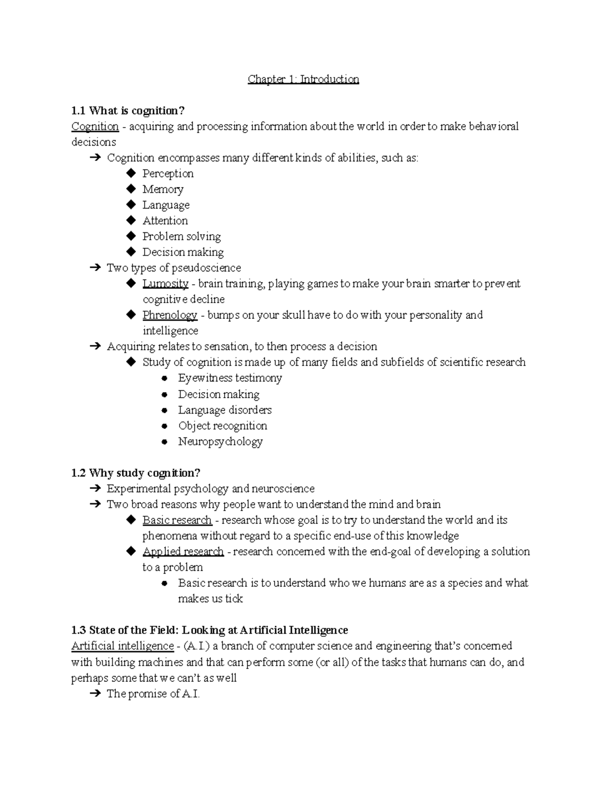 Chapter 1 - Introduction to cognitive psychology - Chapter 1 ...