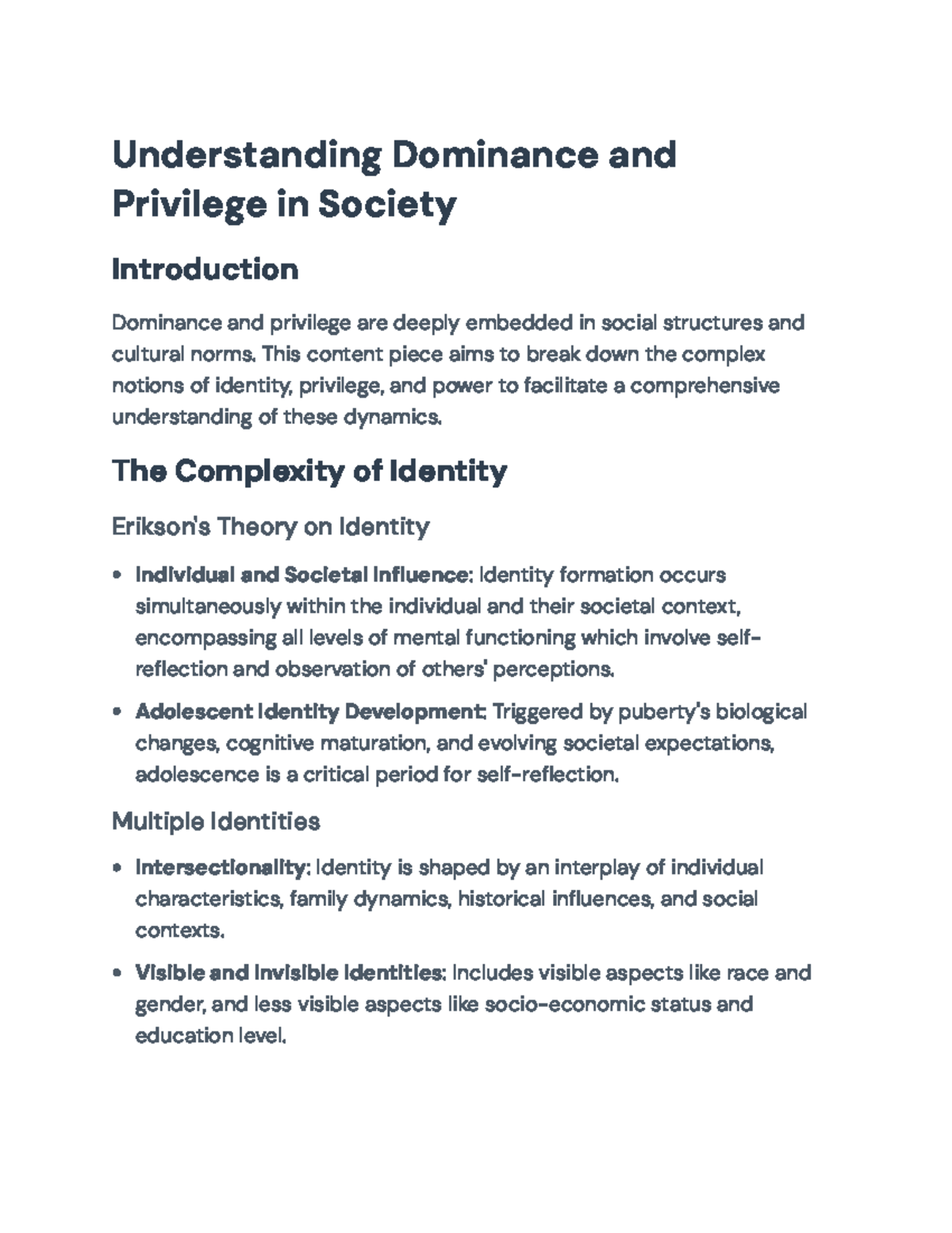 Understanding Privilege and Identity Dynamics in Society (SOC101) - Studocu