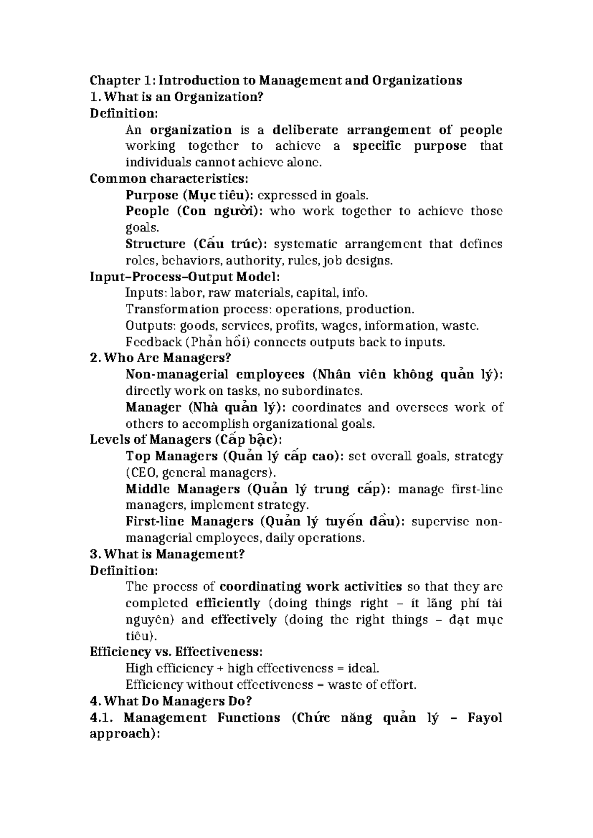 Midterm Revision: Chapter 1 - Introduction to Management and ...