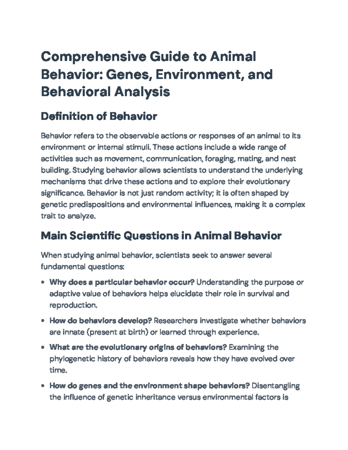 Comprehensive Guide to Animal Behavior (BIO 101): Innate vs. Learned ...