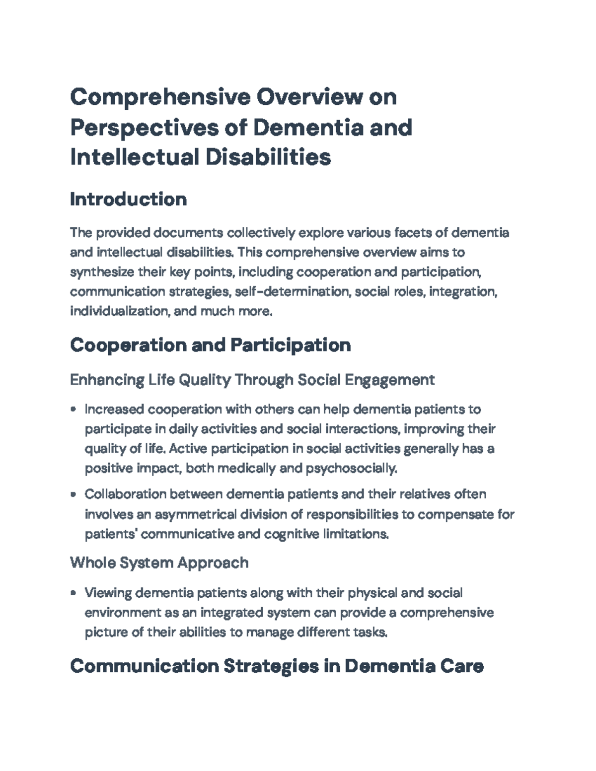 Comprehensive Overview of Dementia and Intellectual Disabilities ...