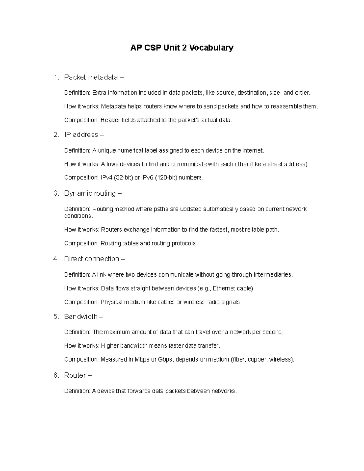 AP CSP Unit 2: Key Internet Protocols and Their Functions - Studocu