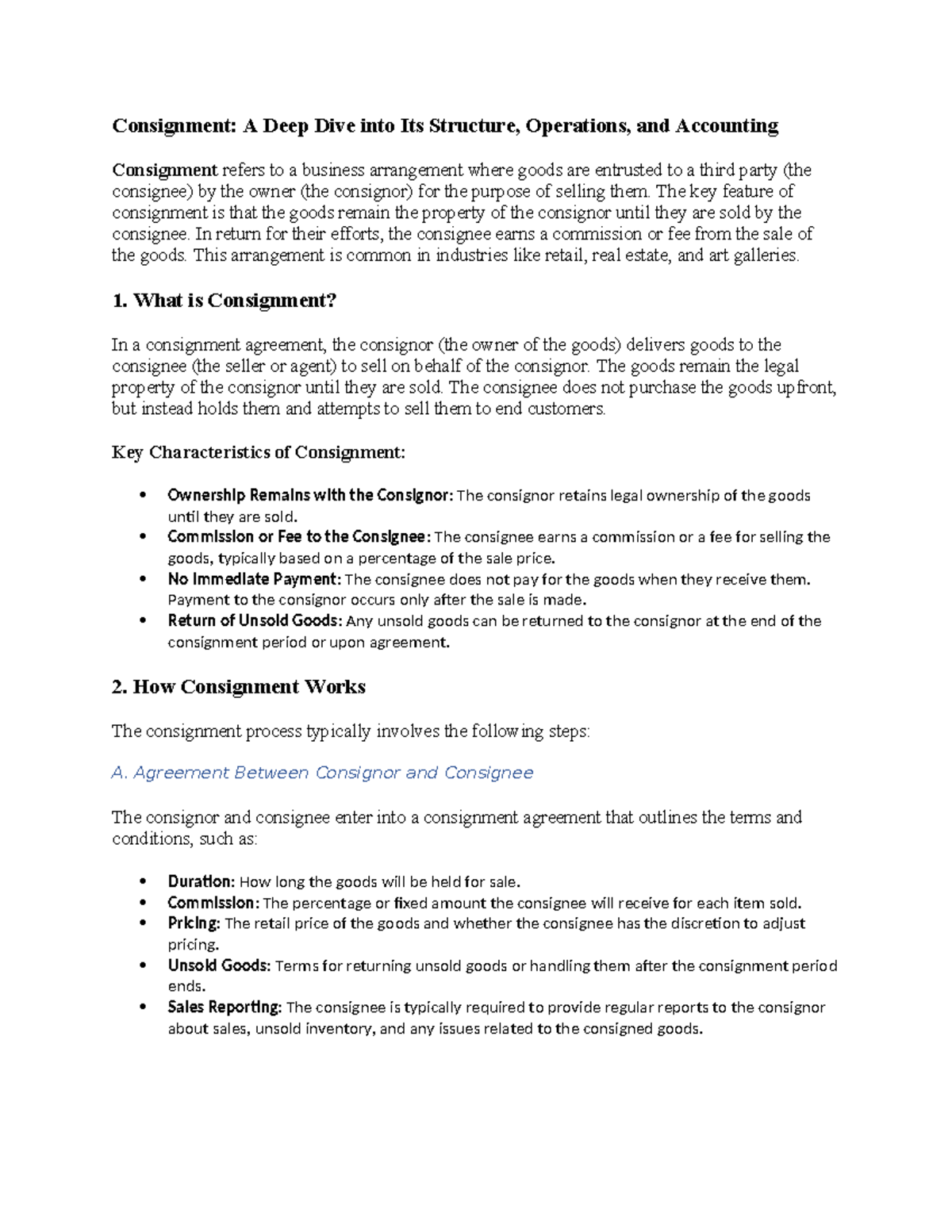 Consignment Overview: Structure, Operations, and Accounting Insights ...