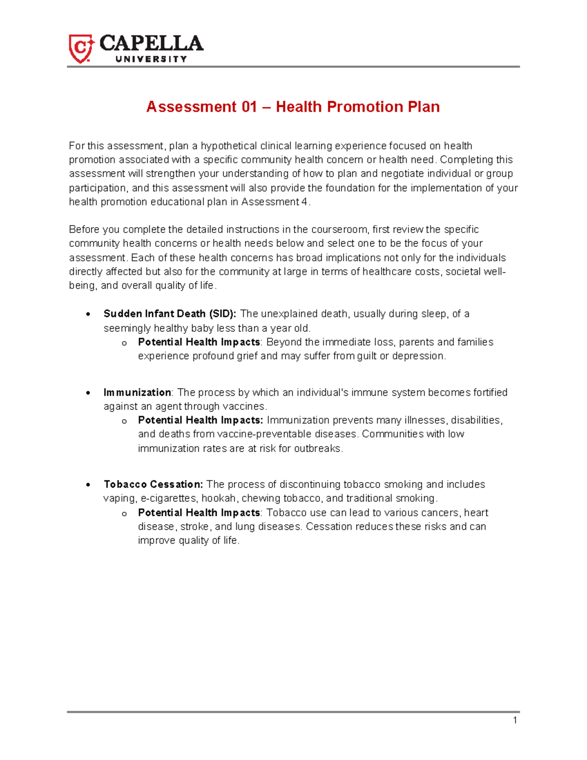 Nurs fpx4060 assessment 01 supplement health promotion plan B - 1 ...