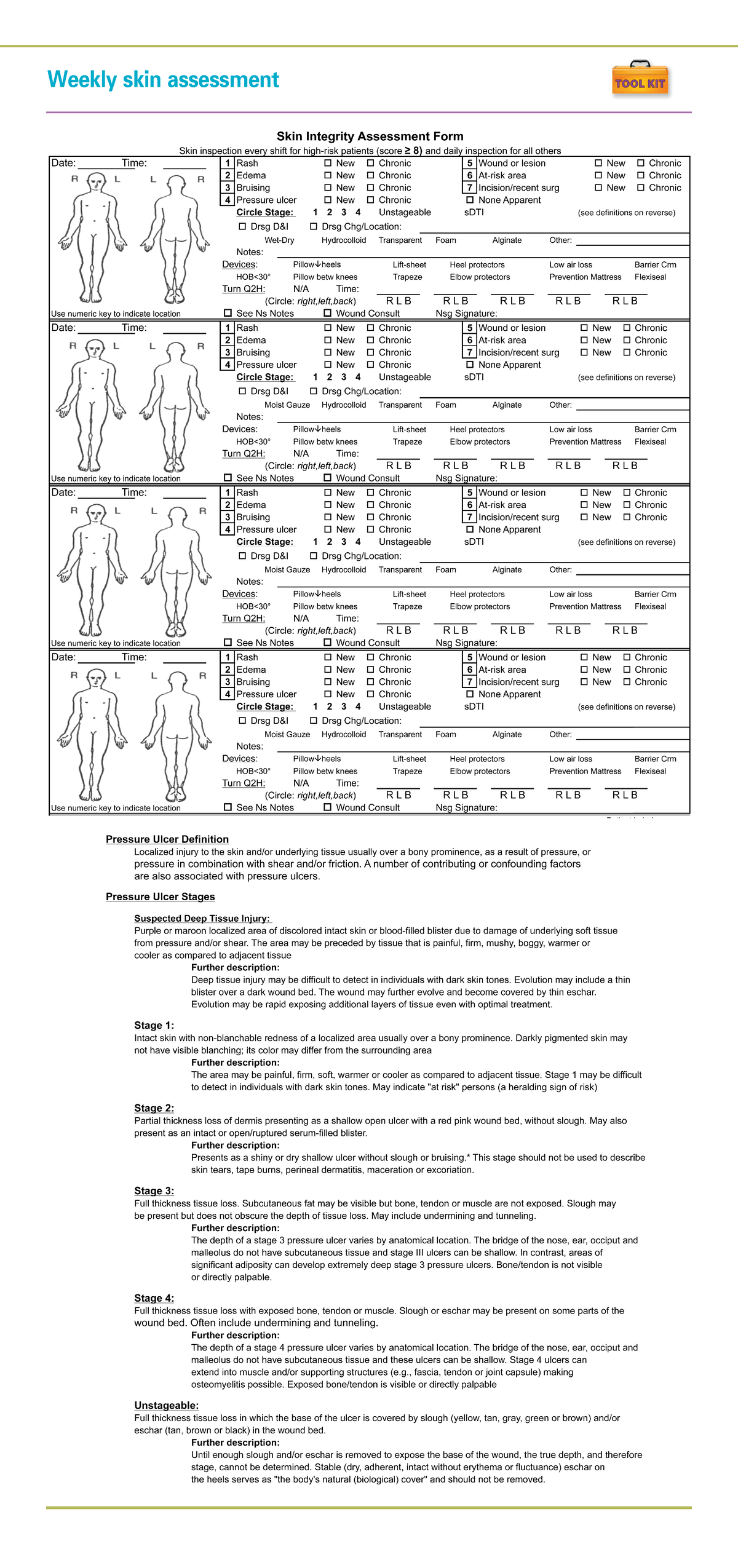 Weekly Skin Assessment Form and Pressure Ulcer Staging Guide Studocu Weekly Skin Assessment Form and Pressure Ulcer Staging Guide Studocu