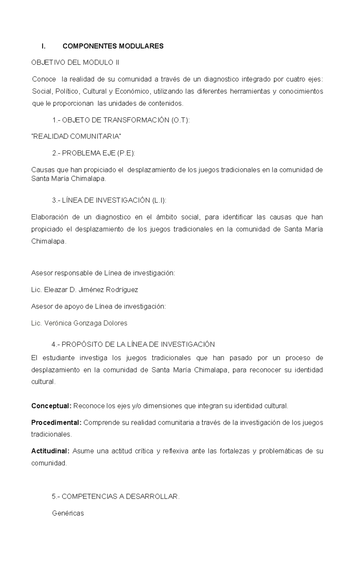 Componentes Modulares ll - I. COMPONENTES MODULARES OBJETIVO DEL MODULO ...