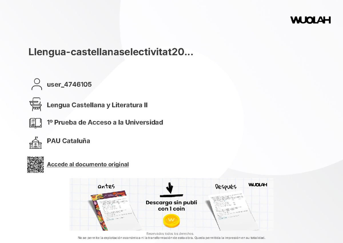 Lengua Castellana y Literatura II - 1ª Prueba de Acceso PAU 2024 - Studocu
