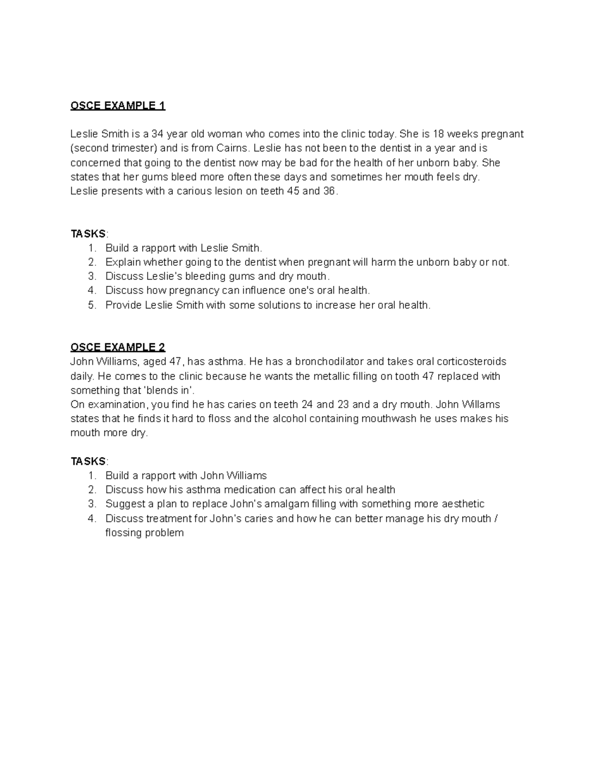 OSCE Practice Cases: Patient Consultations & Treatment Guidelines - Studocu
