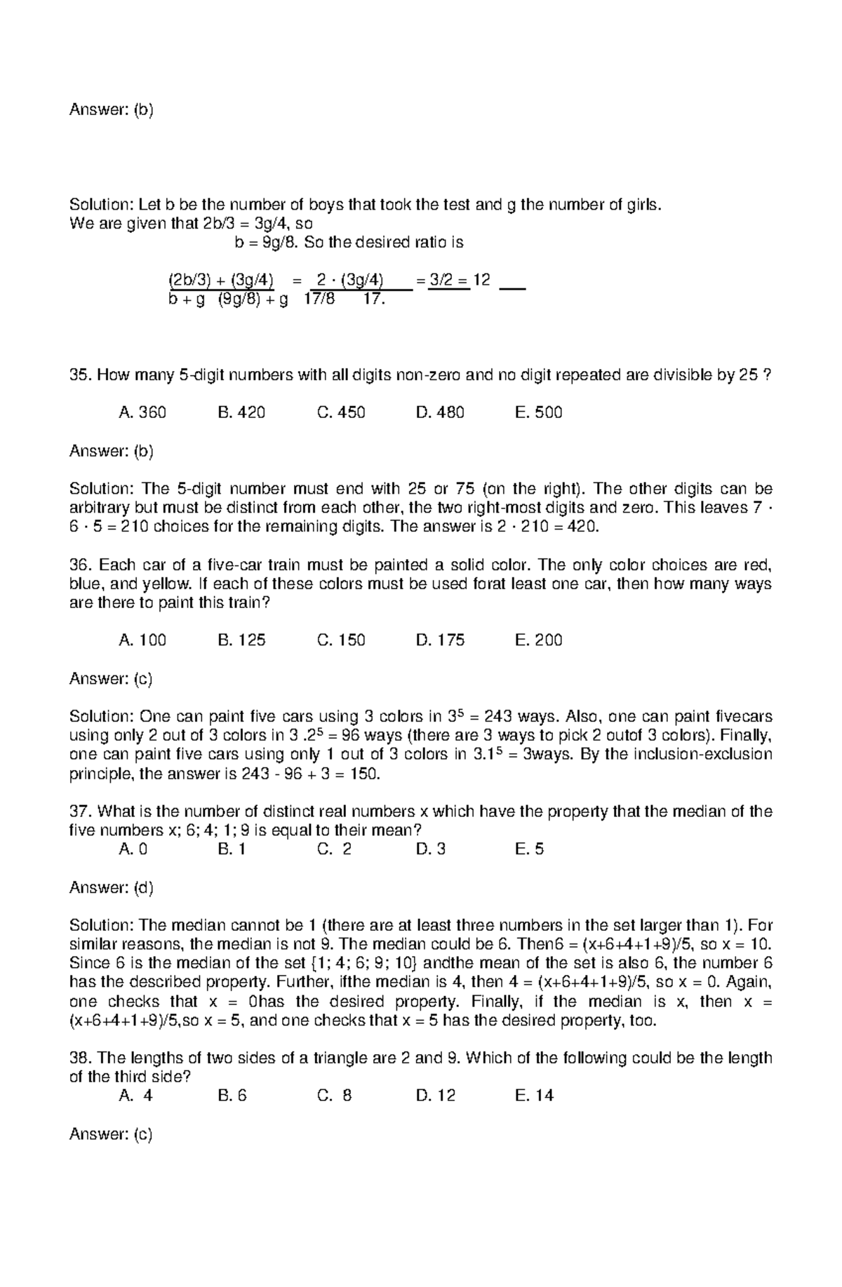 Math Reviewer for Civil Service Exam 6: Problem Solutions and ...