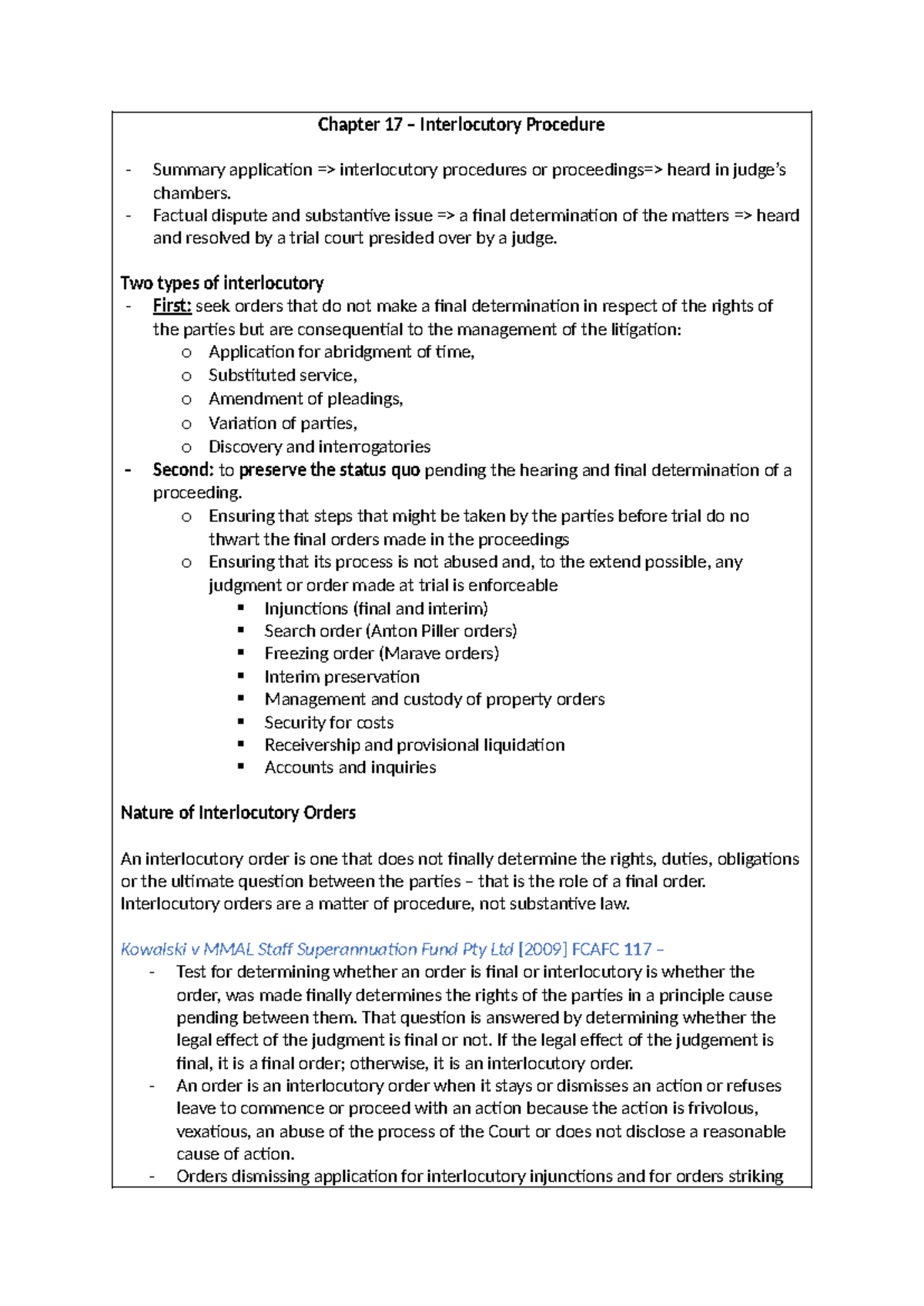 WEEK 6a3 - Interlocutory Procedure Overview and Applications - Studocu