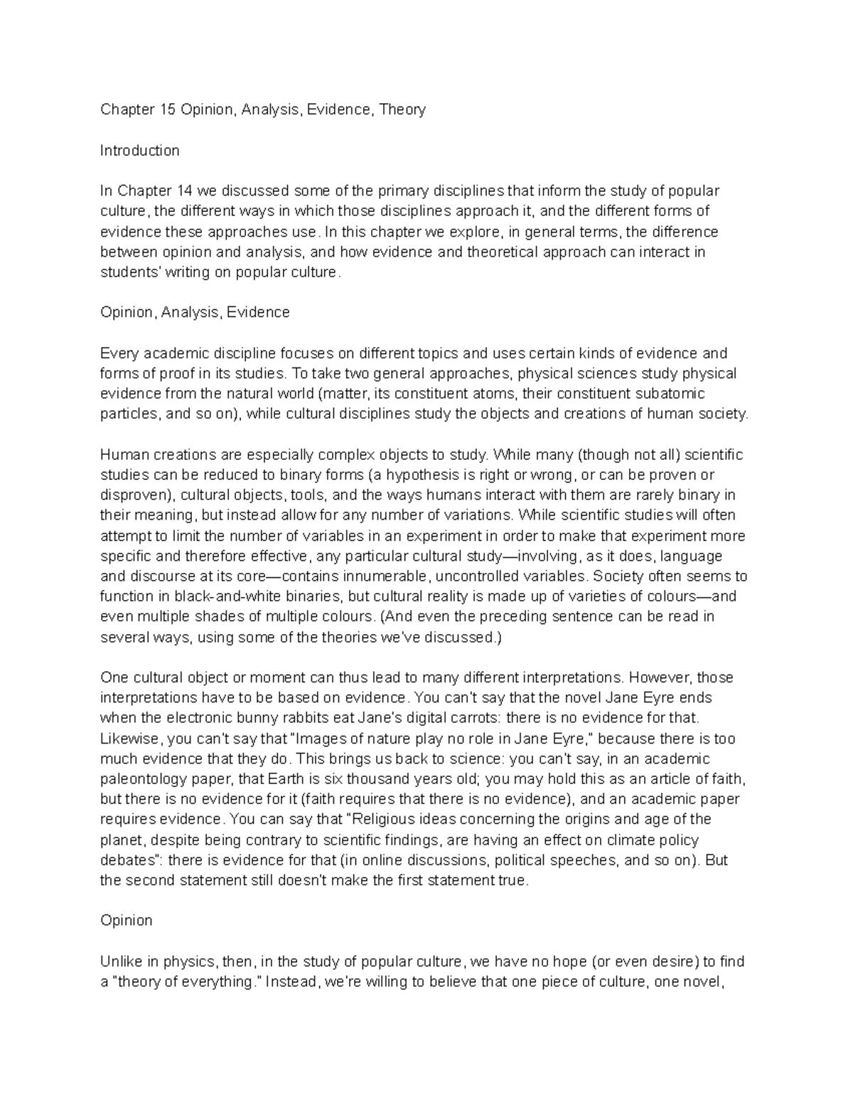 Analysis and Theory in Popular Culture Studies (Course Code: TBD ...