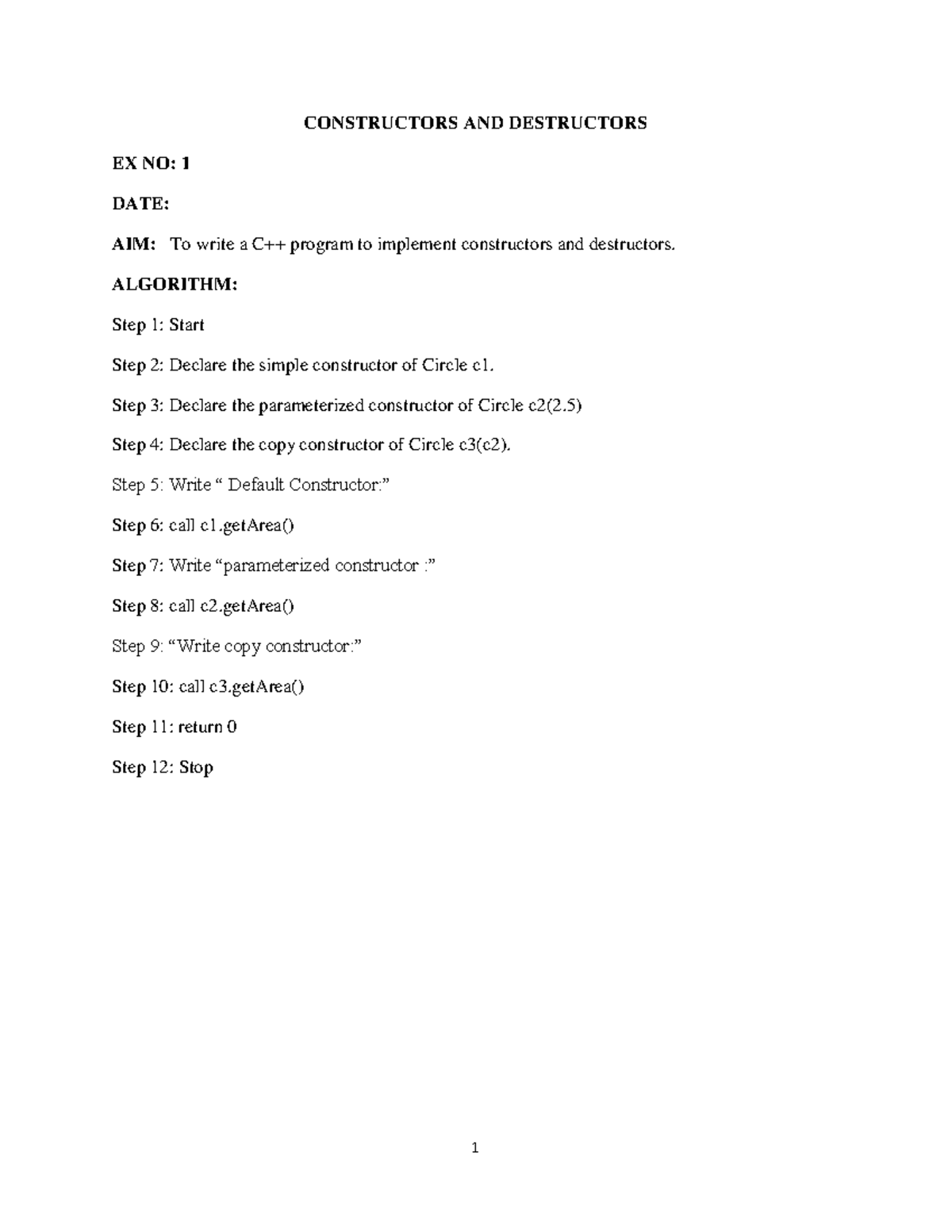 C++ Data Structures Lab Manual: Constructors, Inheritance & More - Studocu