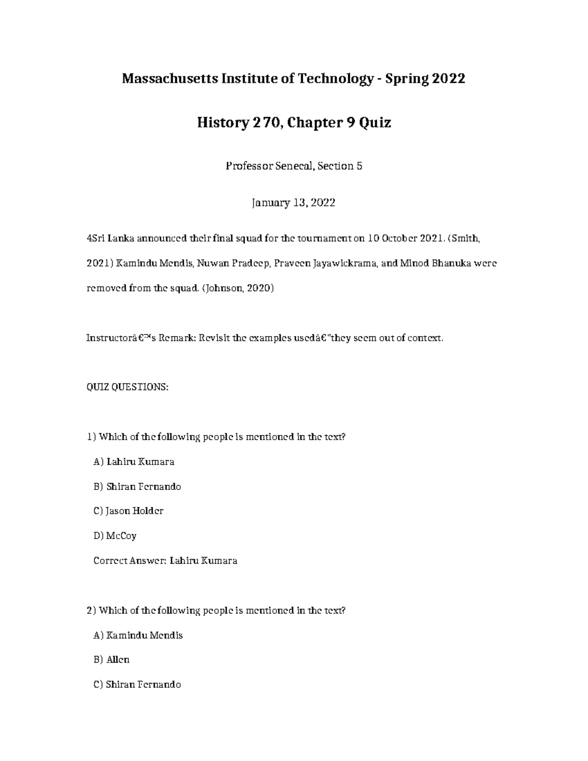 History 270 Chapter 9 Quiz - Spring 2022 Revision Notes - Studocu
