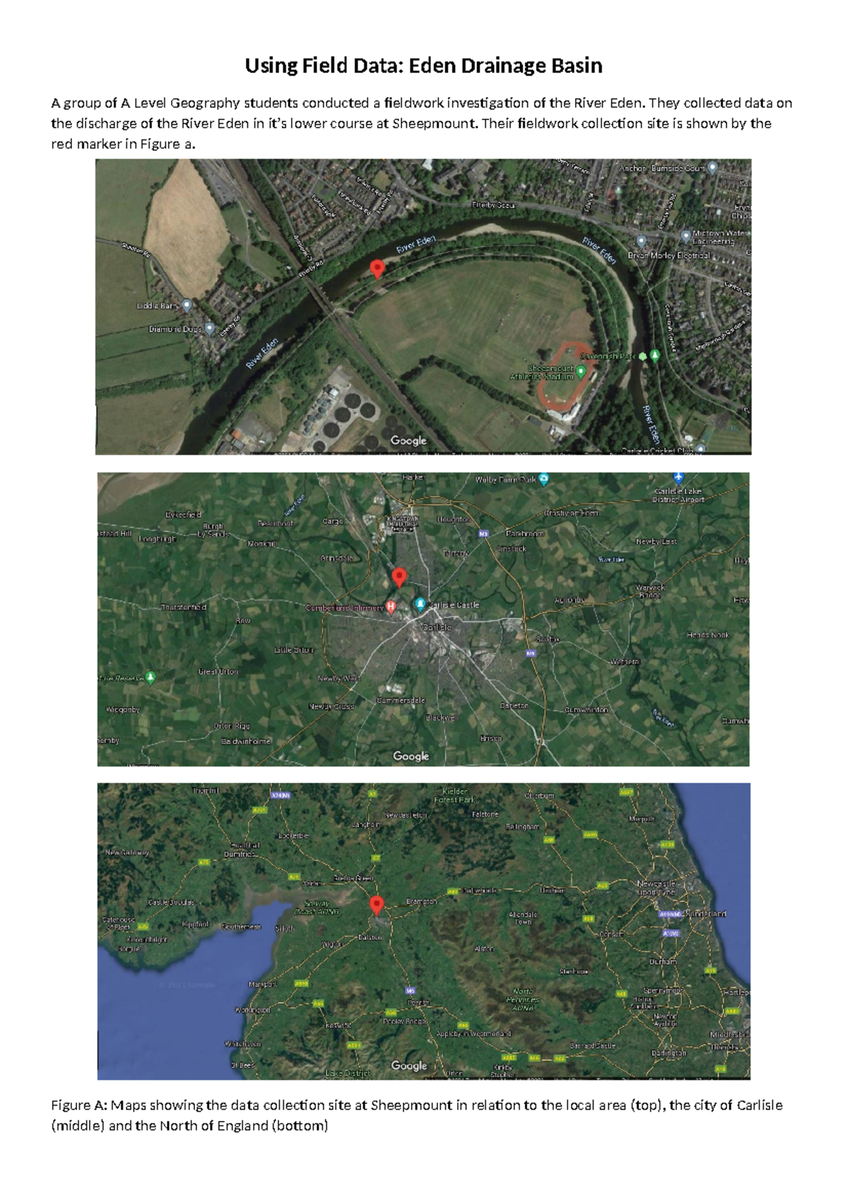 A Level Geography Fieldwork: River Eden Discharge Analysis - Studocu