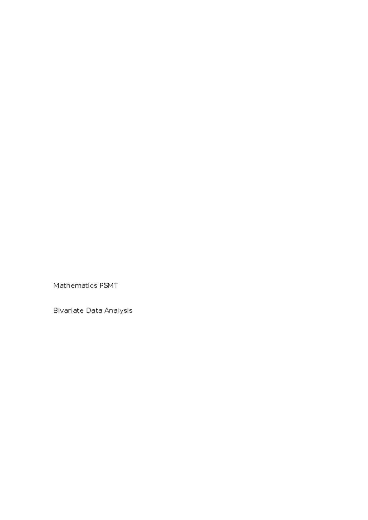MAG121C IA1 - Bivariate Data Analysis and Correlation Study - Studocu