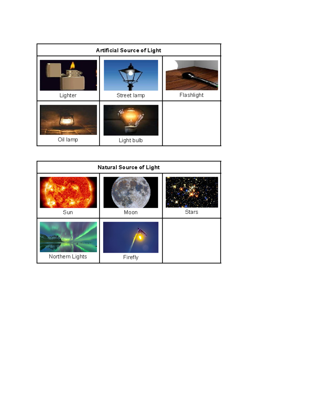 Sources of Light - Science Technology and Society - Artificial Source ...