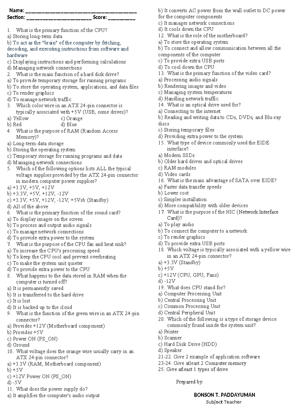 Quiz 2 - ICT Fundamentals Review Questions - Studocu