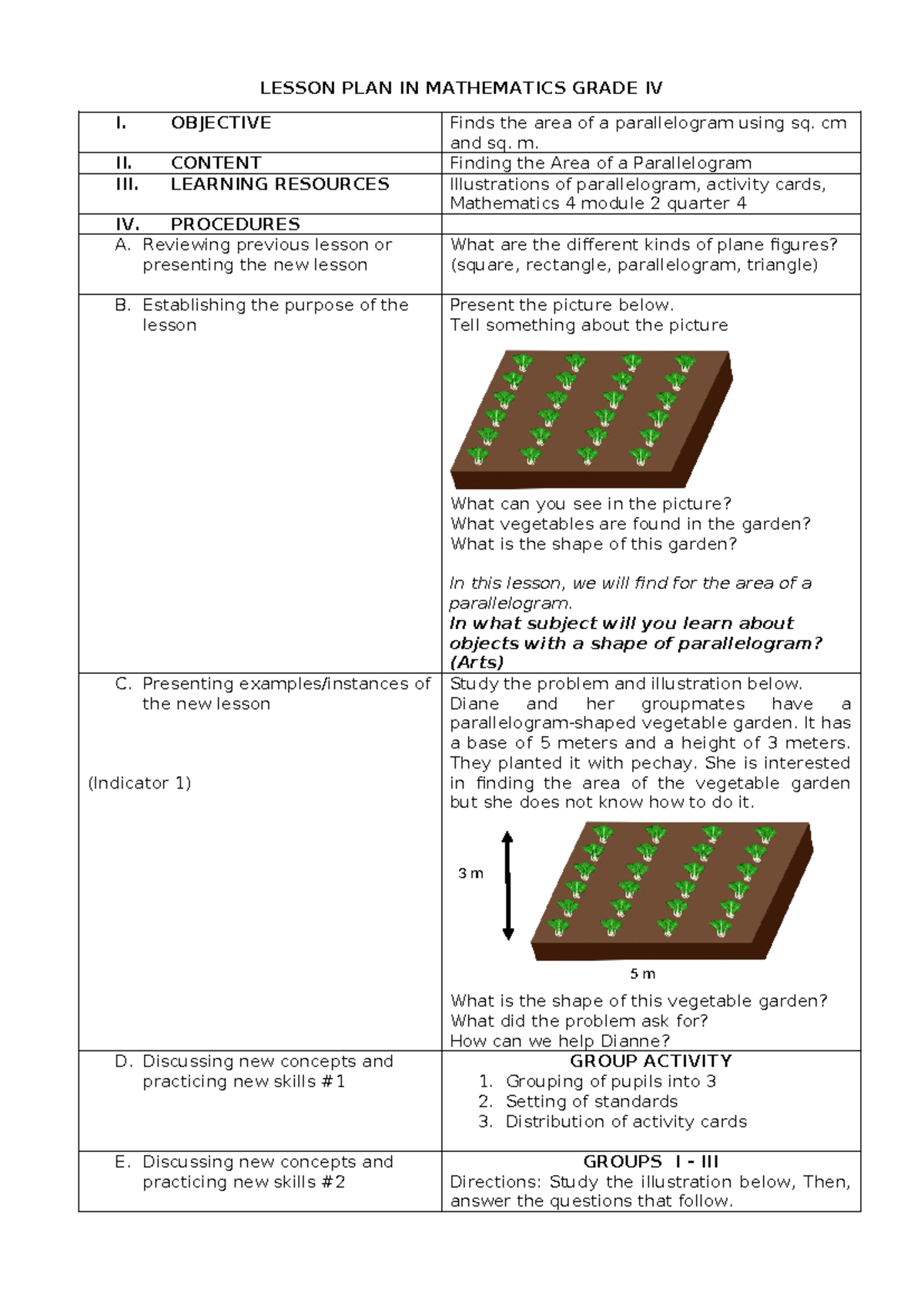 LP IN MATH 4 Prezyl - For intern students - LESSON PLAN IN MATHEMATICS ...