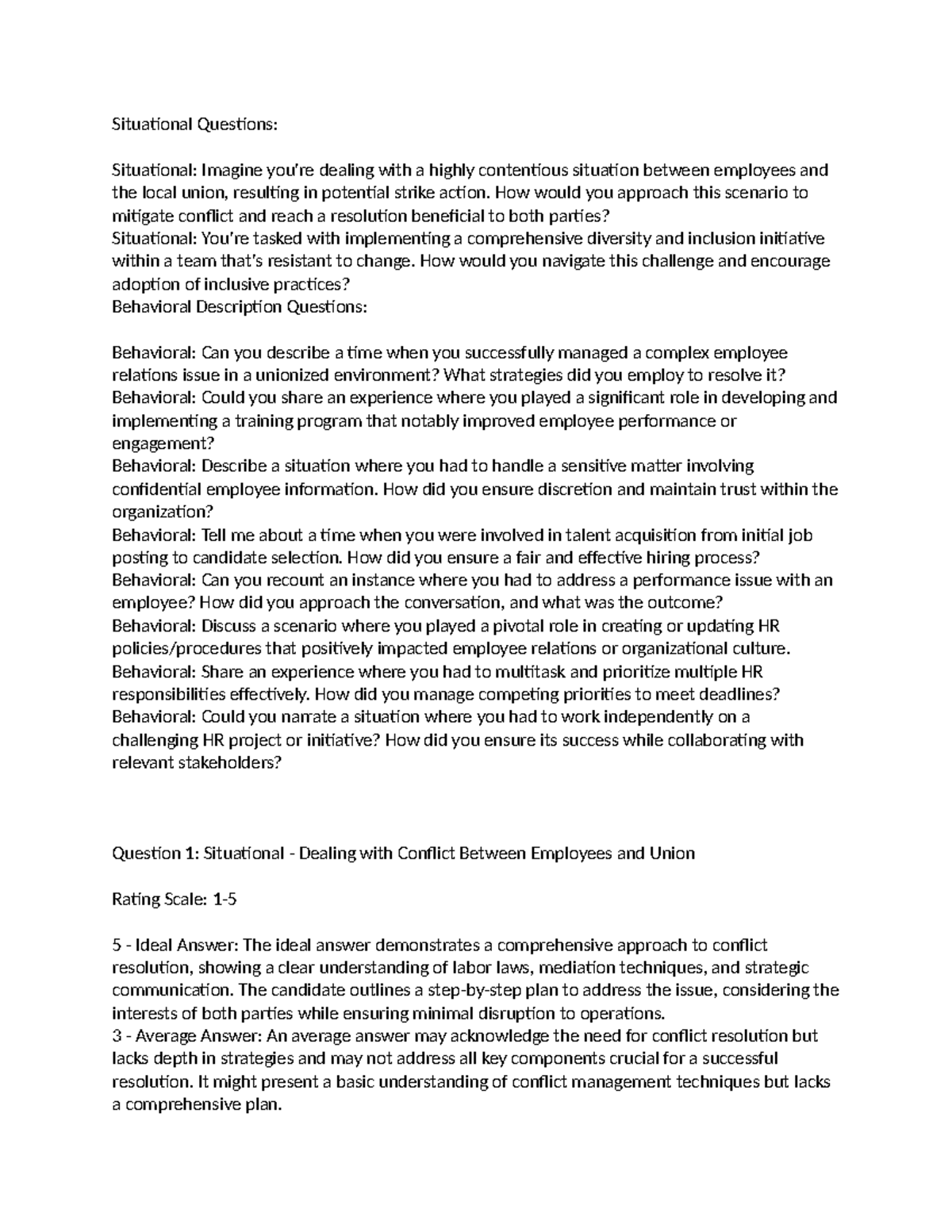 Interview Assignment: Situational & Behavioral Questions Guide - Studocu