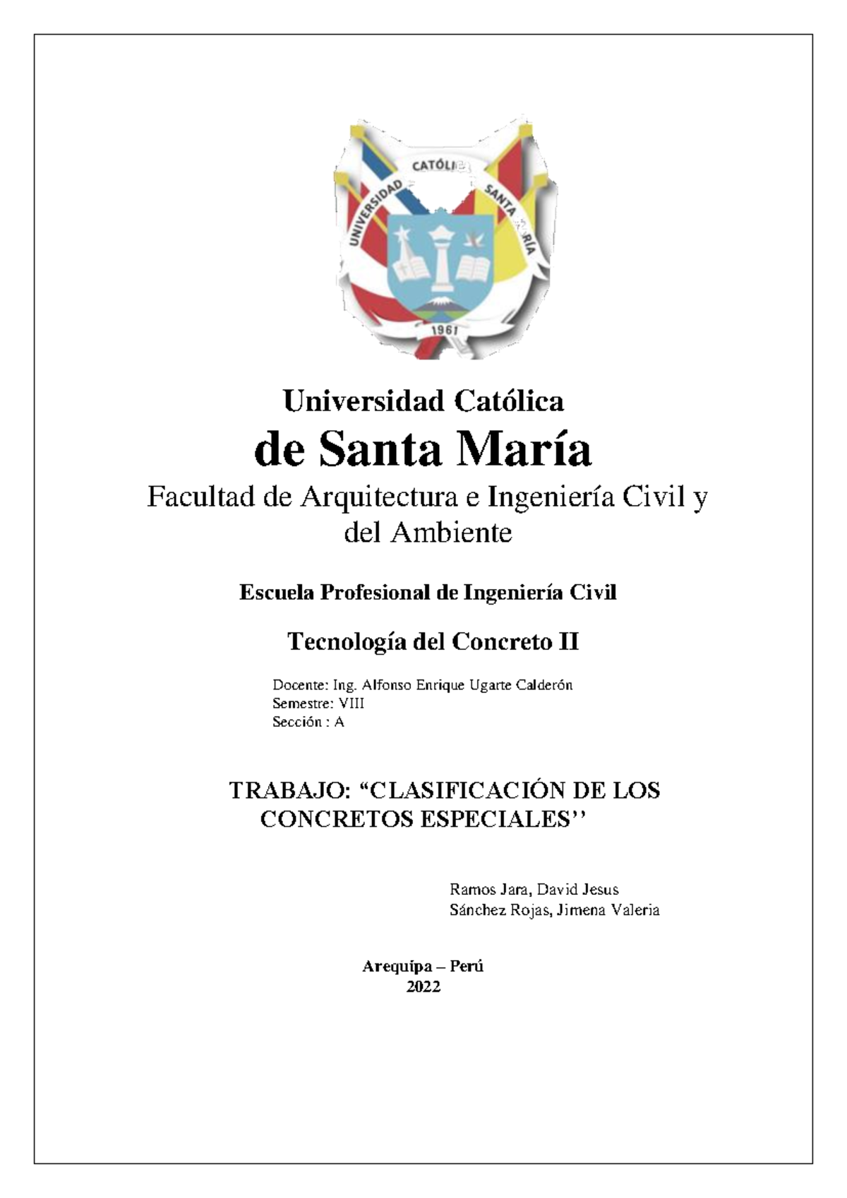 Clasificación de Concretos Especiales - Tecnología del Concreto II Final - Document Preview