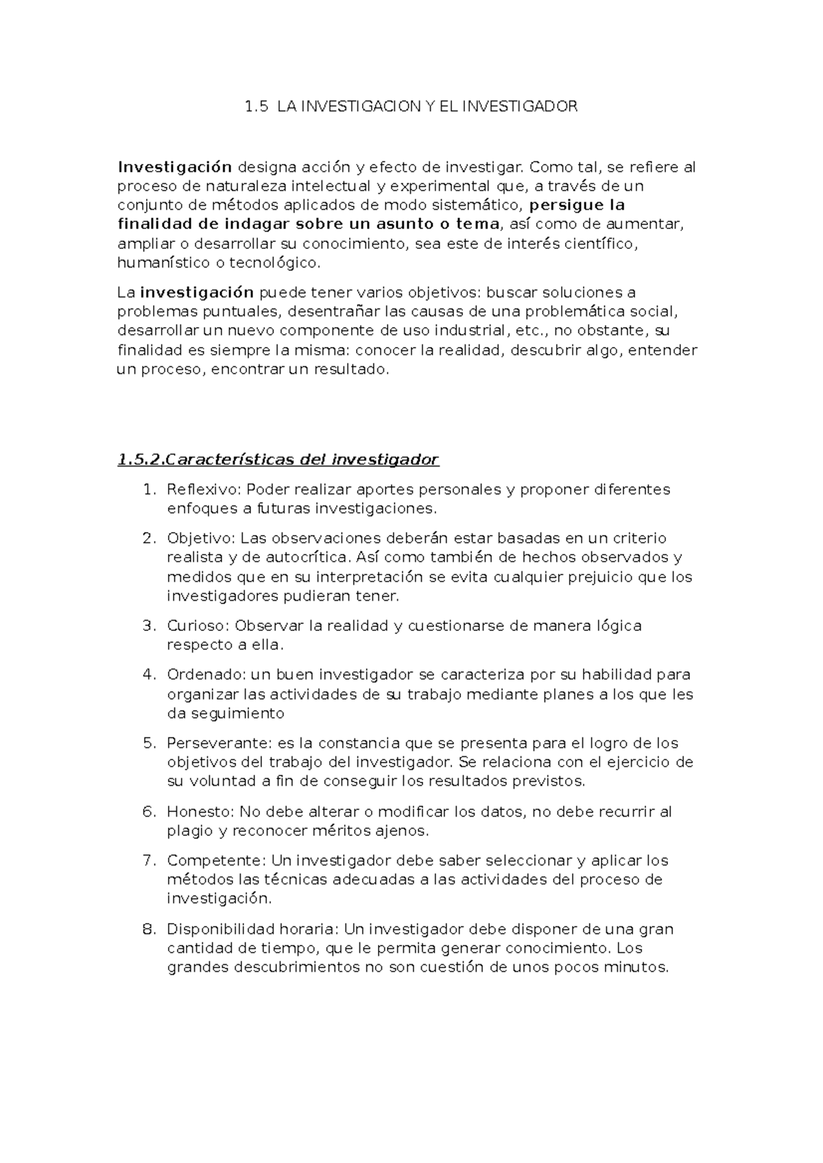 LA Investigcion Y EL Investigador - 1 LA INVESTIGACION Y EL ...