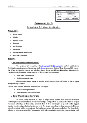 Electronic Devices Circuit Project Report for 1st semester technical ...