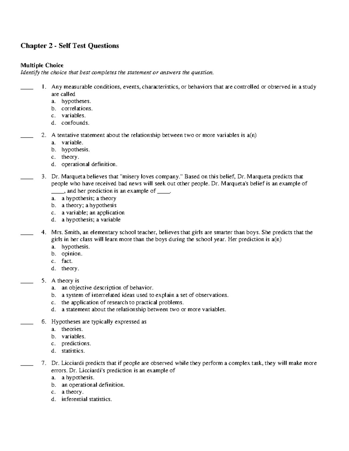 Test 2 29 March 2021, questions and answers - Chapter 2 - Self Test ...