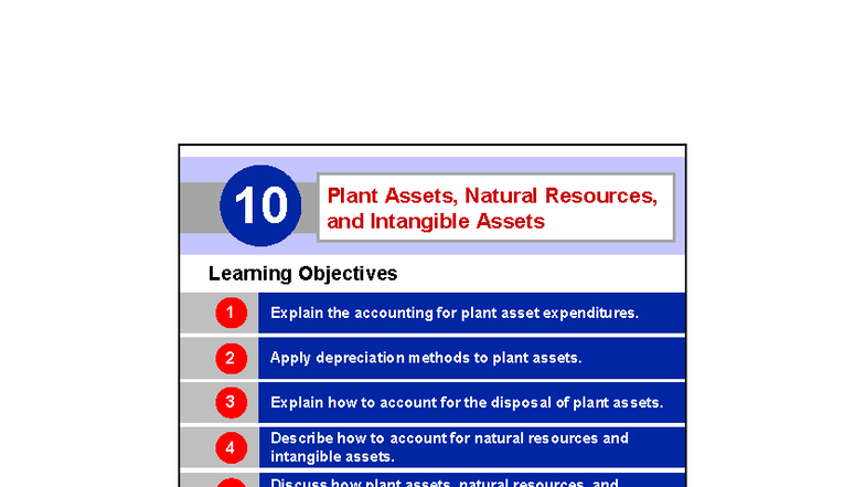 Chapter 10: Plant Assets, Natural Resources, and Intangible Assets ...