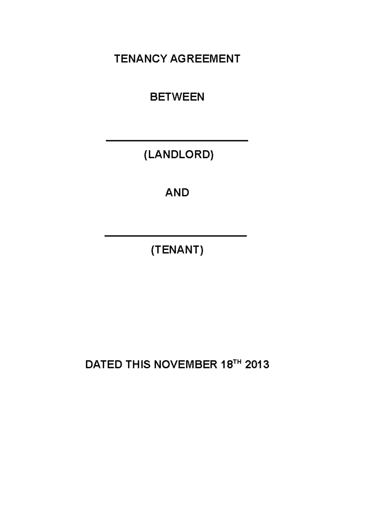 Sample Tenancy Agreement - TENANCY AGREEMENT BETWEEN ...