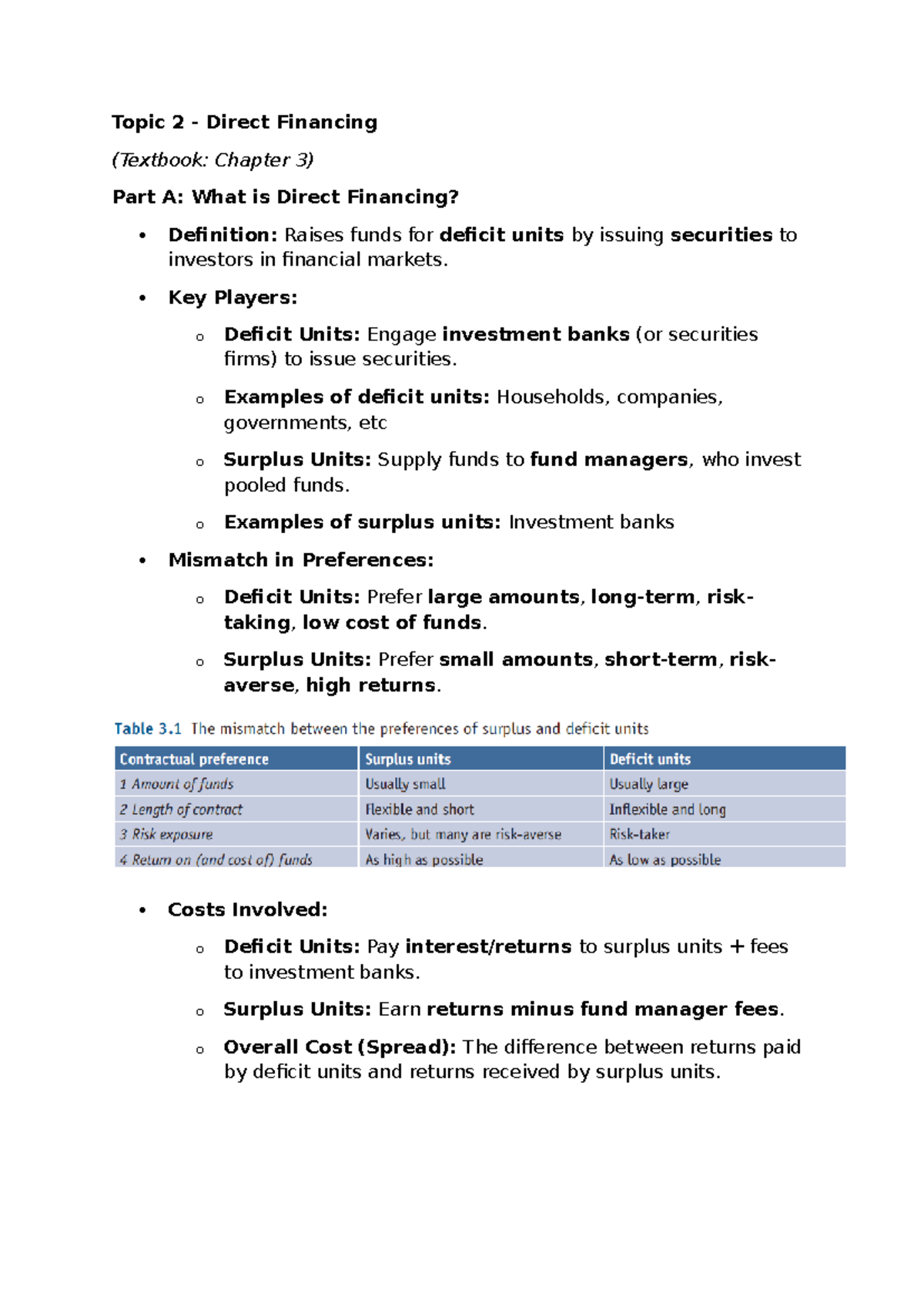 Lecture 2 Notes - Topic 2 - Direct Financing (Textbook: Chapter 3) Part ...