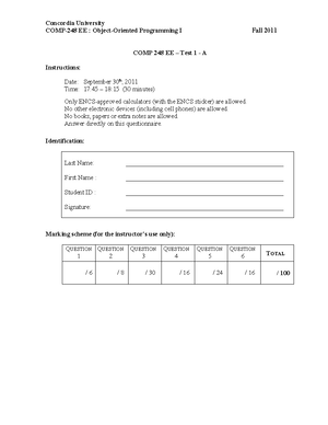 COMP248 Tutorial 12 Solutions-merged - Question 6: Write a program to ...
